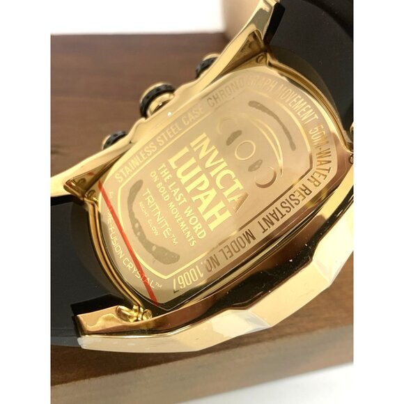 Invicta Men's Watch 10067 Lupah Quartz Chronograph Gold Black Rubber Strap 48mm - Picture 7 of 15